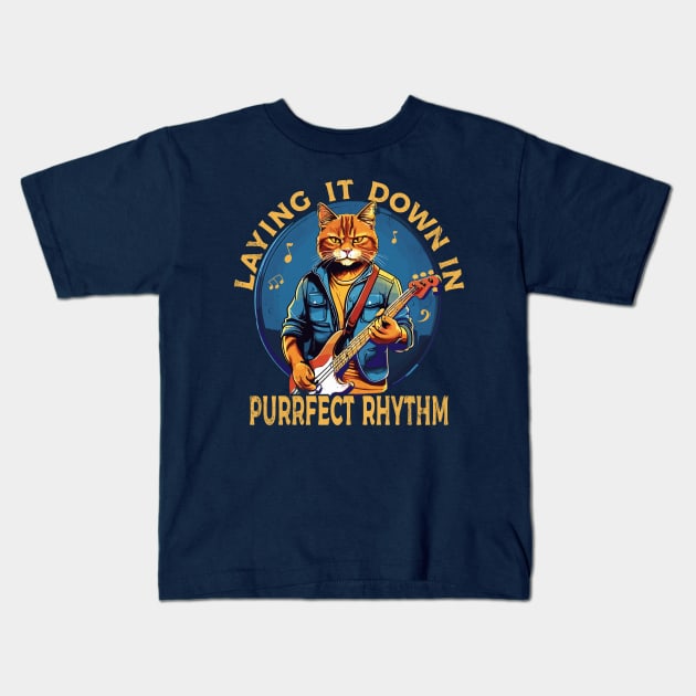 Laying it Down in Purr-fect Rhythm Kids T-Shirt by Blended Designs
